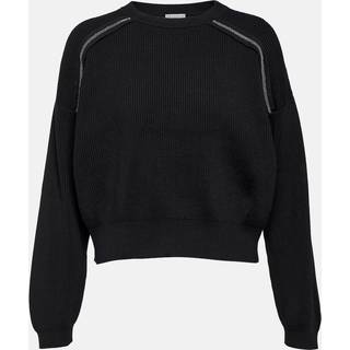 Brunello Cucinelli Embellished cotton sweater - black - XL