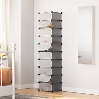 Songmics Interlocking Shoe Rack, rektangulær opbevaringsarrangør, 10 slot modulær DIY -opbevaringshylde, 40 x 30 x 17 cm for hver slot, plastgarderobe