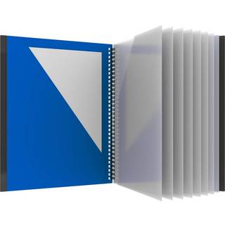 Oxford 10 Pocket Folder Rurd plast Spiralportef?lje Anti-Tear Edges 8 Klare lommer 2 Diagonale indvendige Lommer Letterst?rrelse Bl? (89331)