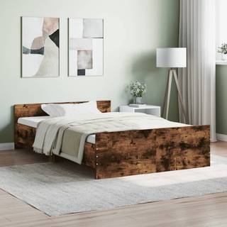sengeramme med sengegavl og fodgærde 120x190 cm røget egetræ