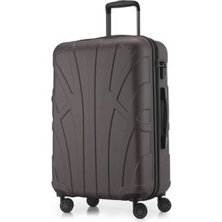 Suitline - Mittelgroßer Reisekoffer mit Erweiterung, Trolley Hartschale matt, 4 Rollen, ABS, TSA, Titan