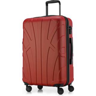 Suitline - Mittelgroßer Reisekoffer mit Erweiterung, Trolley Hartschale matt, 4 Rollen, ABS, TSA, Rot