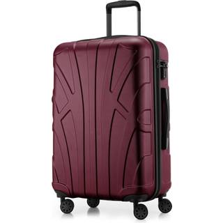 Suitline - Mittelgroßer Reisekoffer mit Erweiterung, Trolley Hartschale matt, 4 Rollen, ABS, TSA, Burgund