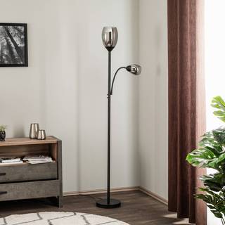 Lindby Irmino gulvlampe med røgfarvede glasskærme