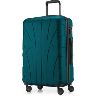 Suitline - Mittelgroßer Reisekoffer mit Erweiterung, Trolley Hartschale matt, 4 Rollen, ABS, TSA, Aquagrün