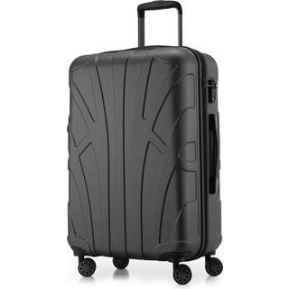 Suitline - Mittelgroßer Reisekoffer mit Erweiterung, Trolley Hartschale matt, 4 Rollen, ABS, TSA, Graphite