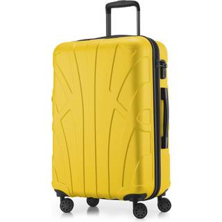 Suitline - Mittelgroßer Reisekoffer mit Erweiterung, Trolley Hartschale matt, 4 Rollen, ABS, TSA, Gelb