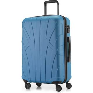Suitline - Mittelgroßer Reisekoffer mit Erweiterung, Trolley Hartschale matt, 4 Rollen, ABS, TSA, Cyanblau