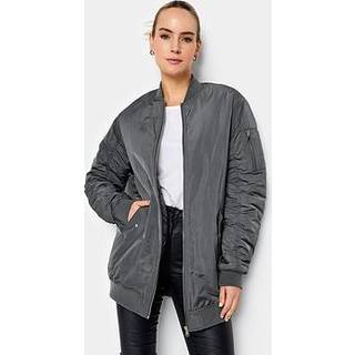 Long Tall Sally Long Tall Sally Grey Tall Padded Longline Bomber Jacket