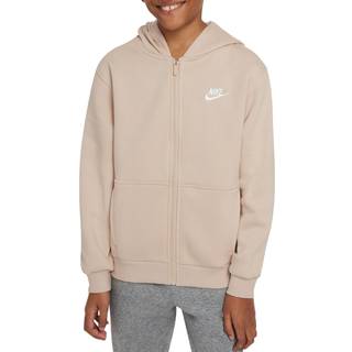 Nike Sportswear Club Fleece-hættetrøje med fuld lynlås til større børn - brun - XL