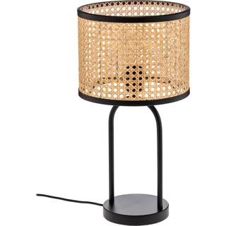 Lindby bordlampe Yaelle, 50 cm høj, rattan, sort, E27