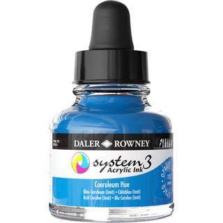 Daler -Rowney System3 Akrylbl?kflaske Coeruleum Blue Hue 29,5 ml - Alsidig akrylbl?k til kunstnere og studerende - Uigennemsigtig kalligrafi bl?k