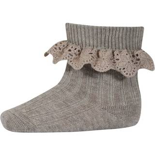 Mp Light Brown Melange Strømper Lea Uld Med Blonde (2-pak)