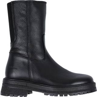 Angulus Mellem Høj Vinterstøvle Sort Skind Med Elastik Og Lynlås - Str. 40