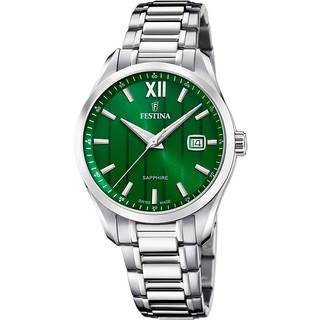 Festina Swiss Made dameur i stål med grøn urskive