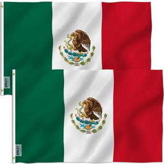 Anley Pack of 2 Fly Breeze 3x5 fod Mexico Flag - Vivid Color and Fade Proof - Canvas Header and Double Stitched - Mexican MX National Flags Polye