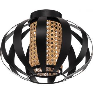 Lindby Tamira loftslampe, sort, rattan, Ø 28 cm, E27