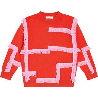 Stella McCartney Kids Fringed cotton and wool sweater - orange - Y 10