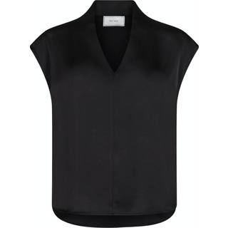 Neo Noir Flana Drapy Satin Bluse - Sort - str. 34