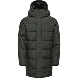 ONLY & SONS CARL LONG QUILTED COAT Peat