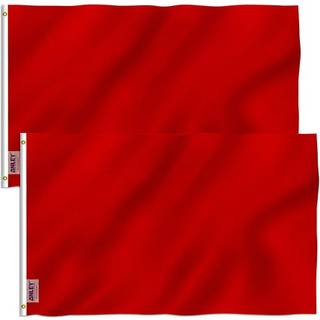 Anley Pack of 2 Fly Breeze 3x5 Foot Solid Red Flag - Vivid Color and Fade Proof - Canvas Header og Double Stitched - Plain Red Flags Polyester me