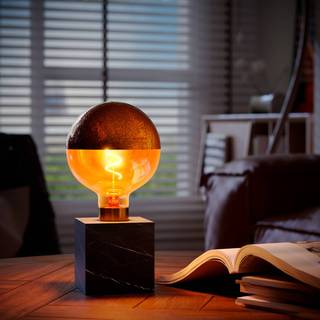 Calex Bordlampe Square Marble, Sort, Stue/spisestue