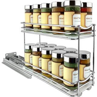 Lynk Professional Pull Spice Rack Organizer til indvendige køkkenskabe - 4-1/4 tommer bred - Slid ud skuffe - Chrom