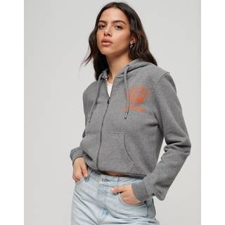 Superdry Superdry Grey 100% Cotton Athletic Essential Crop Zip Hoodie