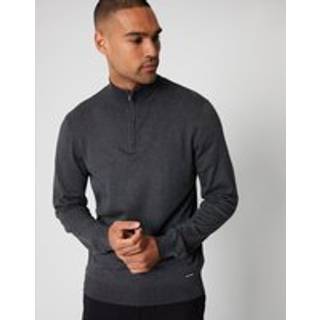 Threadbare Threadbare Grey Funnel Quarter Zip Knitted Jumper