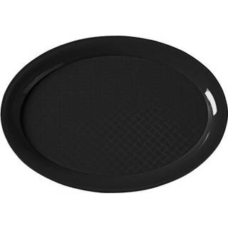 Sort oval serveringsbakke i polypropylen, 265x195x15mm