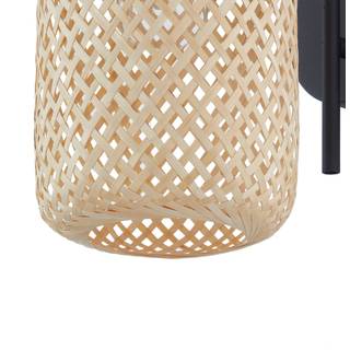 Lindby Venora væglampe, højde 43 cm, sort, træ, bambus