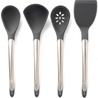 K?kken Silicone Tool 4-delt s?t med ?tle Turner Spoon & Slidsed Spoon Gray