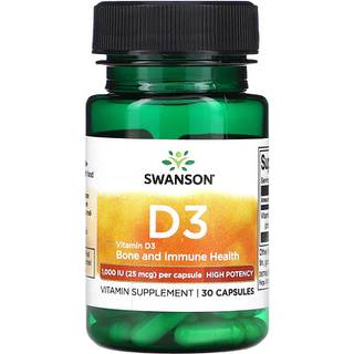 SWANSON D-vitamin D-3 1000 IE 30 kapsler