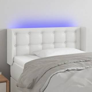 sengegavl med LED-lys 83x16x78/88 cm kunstlæder hvid