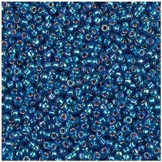 Capri Blue Ab Silver Foret Miyuki Japanese Round Rocailles Glassfr?perler 11/0 Cirka 24 gram 5 tommer r?r