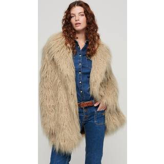 Superdry mellemlængde imiteret pelsfrakkeEU 44 (UK 16)
