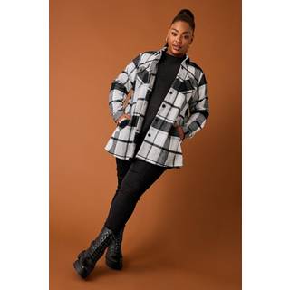 Yours Curve Yours Curve Grey 100% Cotton Checked Shacket