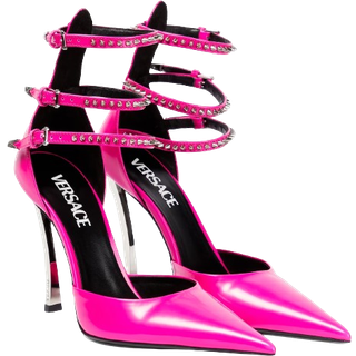 Versace Pin-Point embellished leather pumps - pink - EU 38