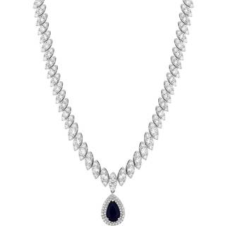 Jon Richard gaveæske Rhodium Tallerken Cubic Zirconia Statement halskædeEn