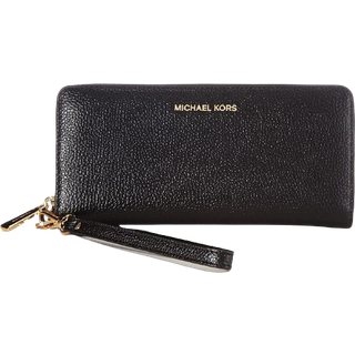 MK Pebbled Leather Continental Wristlet - Black - Michael Kors - ONE SIZE