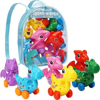 Dinosaur Toys 6 Pack Wind Up Pull tilbage dinosaur legetøj til 3 4 5 6 år gamle piger småbørn drenge dinosaur fødselsdagsfest forsyninger favoris