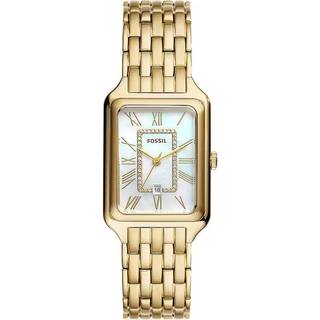 Fossil Raquel Date Gold-Tone Stainless Steel White Mother of Pearl Dial Women’s Watch ES5304