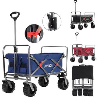 Arebos® trækvogn - sammenklappelig, op til 100 kg, ekstra store hjul - trækvogn