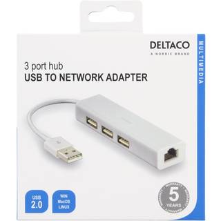 USB 2.0 netværksadapter med hub | 10 cm | PRIS-MATCH