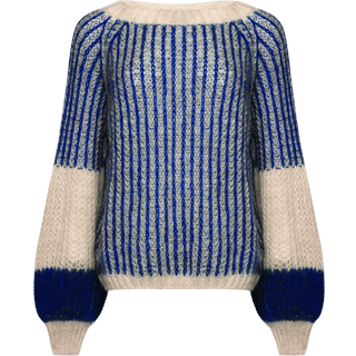 Noella Sweater - Liana - Cream/Cobalt Blue