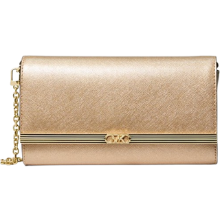 MK Mona Large Metallic Leather Clutch - Gold - Michael Kors - ONE SIZE