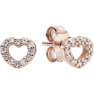 Pandora Rose Gold Crystal Heart Earrings - Rose Gold - One Size