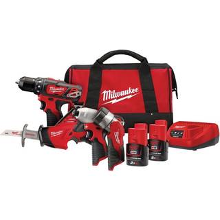 Værktøjssæt Milwaukee M12 BPP4A-202B (M12 BDD + M12 BID + C12 HZ + C12 T) 12 V; 2x2,0 Ah batt.