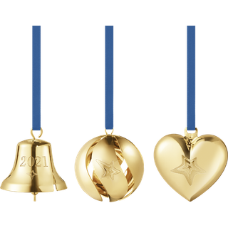 2021 Juleophæng, 3 stk., Georg Jensen, Messing belagt med 18 kt. guld