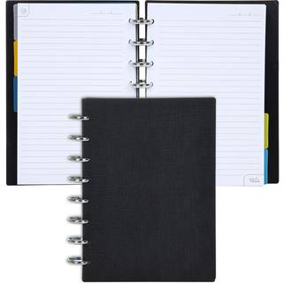 Talia Discbound Notebooks Planner tilpasses (YBLACK m/Silver Discs Junior (5,5in x 8,5in))